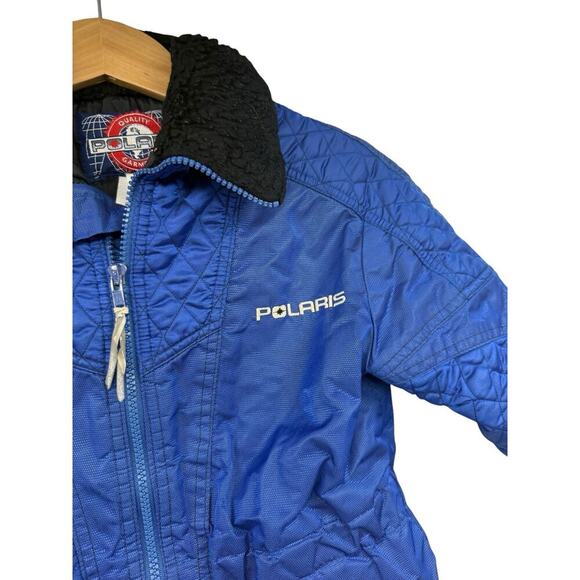 Vintage Kids Polaris Blue Quilted Snowmobiling Ski Snow Jacket Kids Size 10/12? - Picture 3 of 9